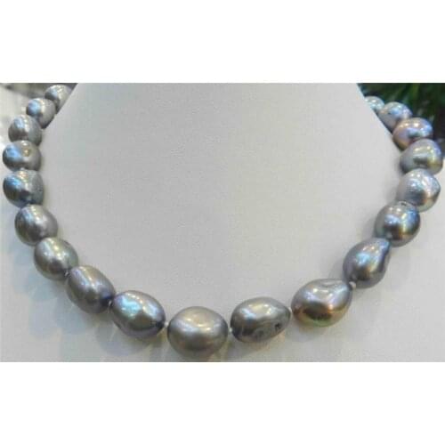 10-11MM SILVER GRAY Freshwater Baroque PEARL NECKLACE 17" Free shipping