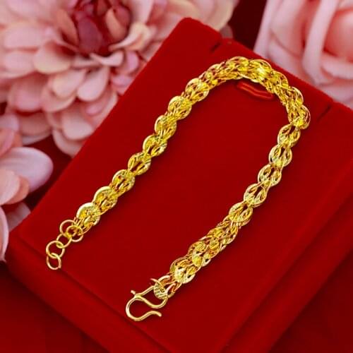 Luxury 18K Gold Bracelet Jewelry Elegant Chain Bracelet Lasting Colorfast Phoenix Tail Bracelet Womens Wedding Jewelry Gifts