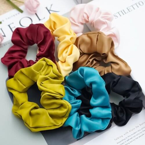 2pcs Silk Scrunchies Elastic Hair Bands Leopard Scrunchie Set Solid Color Fashion Headwear Women Hair Accessories Gift