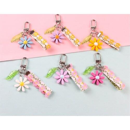 Cute Candy Flower Keychain Women Girl Simple Lace Ribbon Lanyard Car Key Ring Holder Bag Charms Pendant Jewelry Gift Wholesale
