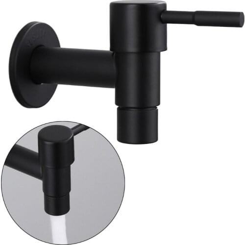 Stainless Steel Faucet Black Wall Mounted Washing Machine Tap Bath Toilet Mop Pool Water Taps for Outdoor Garden Bathroom