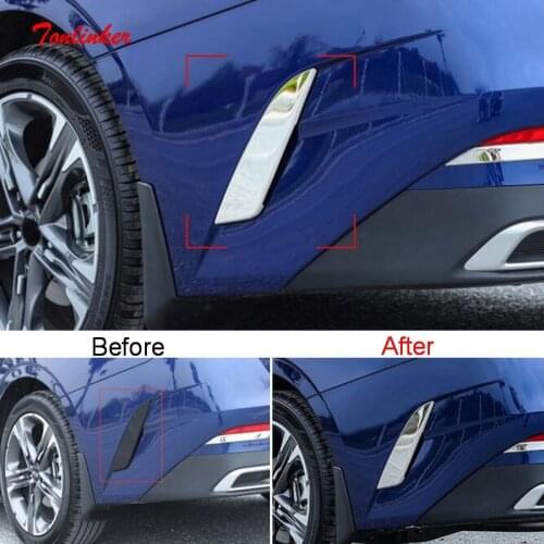 Tonlinker Exterior Rear Bumper Beside Cover Sticker For KIA K5 OPTIMA 2020-21 Car Styling 2 PCS Stainless steel Cover Stickers