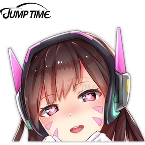 Jump Time Overwatch D.Va (Hana Song) 14 10.8 Big Head Anime Peeker Vinyl Decal Waifu Kawaii Girl Car Stickers