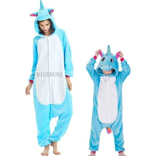 Adults All in One Winter Warm Soft Unicorn Pyjamas Cartoon Totoro Onesies One Piece Pijamas Sleepwear Women Men Animal Pajamas
