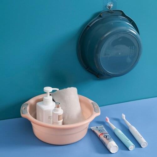 1Pc Round Plastic Washbasin Dish Tub with Non-Slip Grips Clothes Washing Basin Portable Dish Tub Household Cleaning Tools Foot