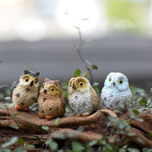 1pcs Moss Terrarium Decor Cute Owls Animal Resin Miniatures Figurine Craft Bonsai Pots Home Fairy Garden Ornament Decoration