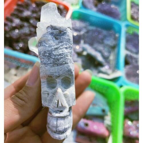 2.5inches Natural rough cluster Crystal Skull hand engraving quartz skull Reki healing Fengshui decor