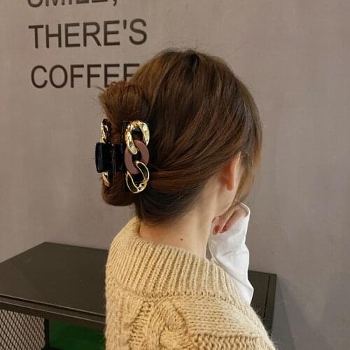 2021 Spring Metal Chain Hair Claw Hairpin Back Head Hairpin French Hair Clip Large Elegant Temperament Alloy Hair Accessories