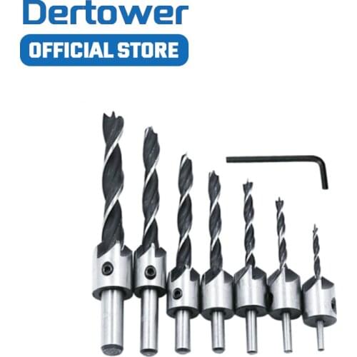 4pcs 7pcs 3mm-10mm Wood Countersink Drill Set HSS 5 Flute Drill Bit Carpentry Reamer Woodworking Chamfer End Milling Wood Tool