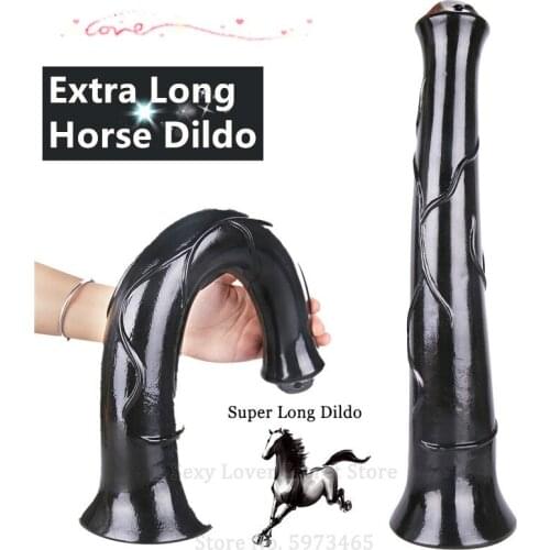 44*5.5CM Super Long Horse Dildo and Powerful Sucker Huge Animal Dildo Vagina Anal Masturbation Device Woman Masturbation Sex Toy