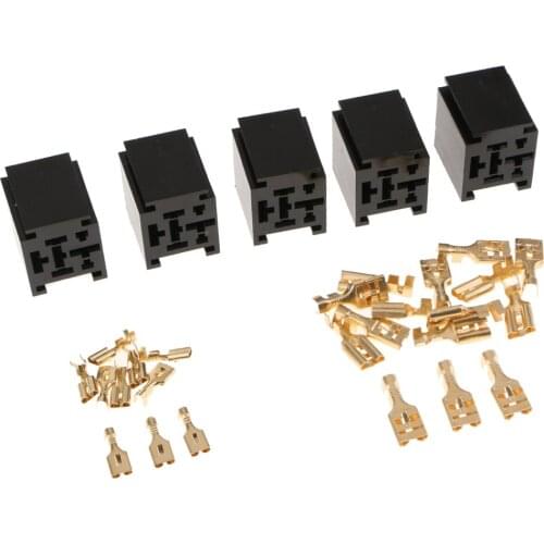 5Pcs 80A 4Pin Car Relay Auto Alarm Audio&Air Conditioning Horn Relays Socket