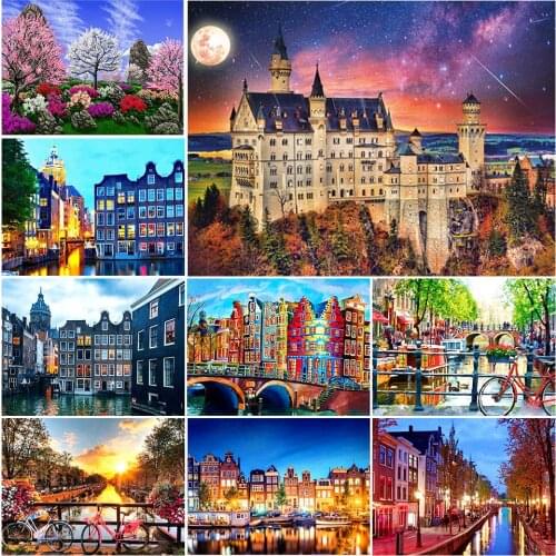 5D DIY Diamond Painting Street City Landscape Painting Full Square/Round Diamond Embroidery Mosaic Picture DIY Home Decor Gift