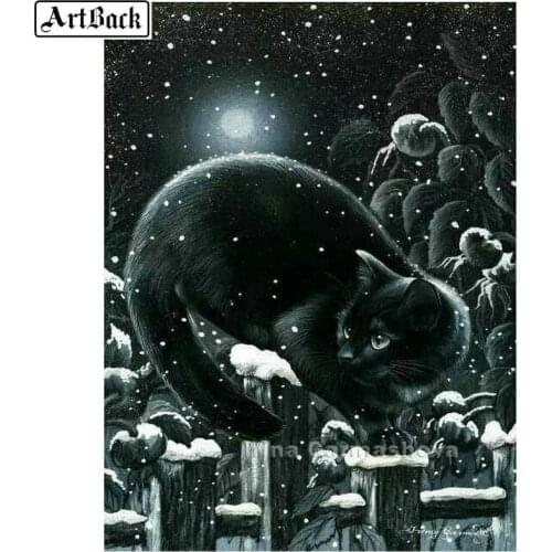 5d diy diamond painting panther snow night scenery full square round drill art diamond embroidery 3d mosaic home decoration