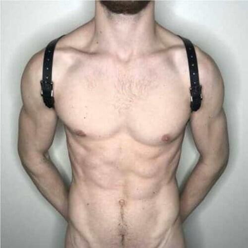 BDSM Men Sexual Chest Harness Belts Fetish Gay Leather Tops Body Bondage Shoulder Harness Strap Rave Gay Clothing for Adult Sex