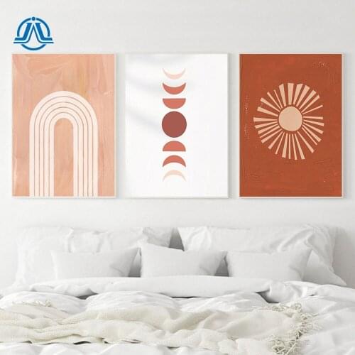 Boho Rainbow Canvas Painting Sun And Moon Wall Art Posters And Prints Abstract Pictures For Living Room On The Wall Home Decor