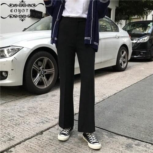 COYOTES Womens Pant Solid High Waist Straight Pants Women Office Simple All-match Leisure Trousers Korean Style Elegant Trendy