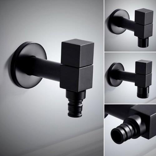 Black Metal Copper Faucet Wall Mounted Washing Machine Tap Bath Toilet Mop Pool Water Taps for Garden Bathroom Kitchen Use