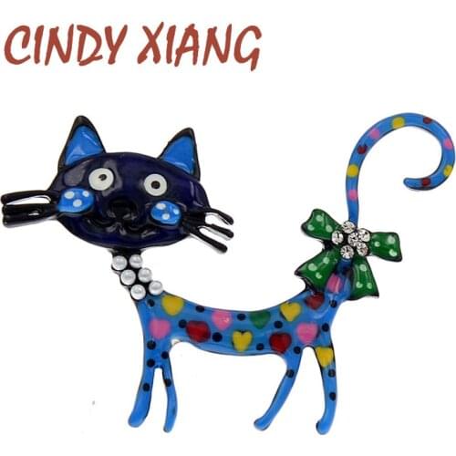 CINDY XIANG New Arrival Cute Enamel Paint Cat Brooches Unisex Women And Men Animal Brooch Pins Funny Design Fashion Jewelry