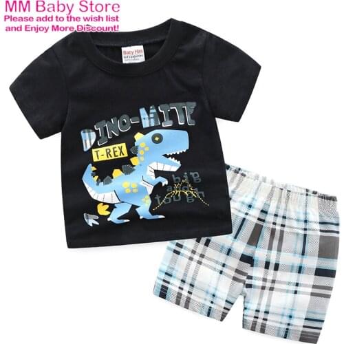 Kids 1-7Y Pajamas Free Shipping Summer Children Clothes Short Sleeve Cartoon Suit Baby Boys Cotton Set Kids Clothes Pajamas