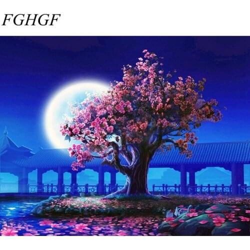 FGHGF Frameless Villa Europe Building Landscape DIY Painting By Numbers Kits Coloring Painting By Numbers Unique Gift