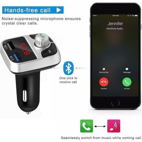 Bluetooth FM Transmitter Car Kit Dual USB Aux Modulator Handsfree Car MP3 Player 3.1A Car Charge Adapter U disk TF music play