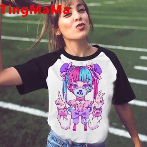 Japanese Anime Harajuku E-girls Punk t shirt female grunge kawaii streetwear tumblr t shirt kawaii white t shirt