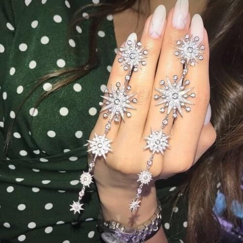 HIBRIDE Luxury Long Trendy Star Cubic Zirconia Women Bridal Fashion Pierceing Silver Color Tassel Earrings brincos Bijoux E-896