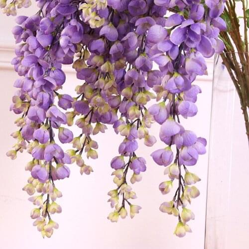 Artificial Flowers Vine Garland Wisteria Rattan Wall Hanging Flowers String Romantic Wedding Arch Decoration Fake Ivy Plants