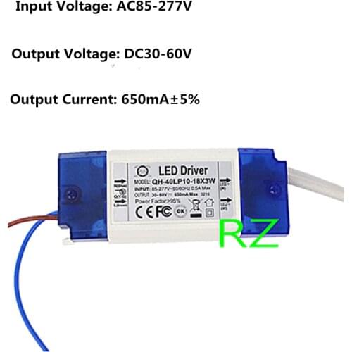 10-18x3W 650mA LED Driver 30W 40W DC30-60V High Power LED Powr Supply For Floodlight
