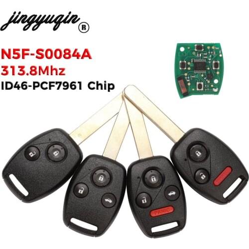 Jingyuqin 313.8Mhz ID46 (7961) Remote Car Key For Honda Civic EX Si 2006 2007 2008 2009 2010 2011 For Honda N5F-S0084A