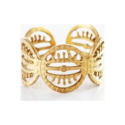 Boho Gold Color Hollow Knuckle Open Rings For Women Wide Round Eyes Shape Stainless Steel Ring Bague Femme Vintage Jewelry