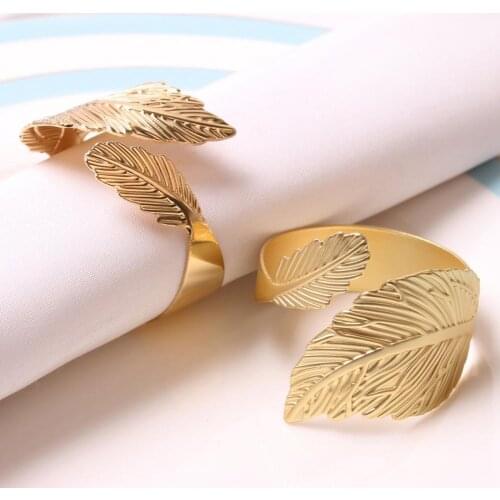Beautiful Leave Shape Napkin Ring Exquisite Festive Touch Alloy Napkin Holder Decorative Napkin Buckle Wedding Party Christmas