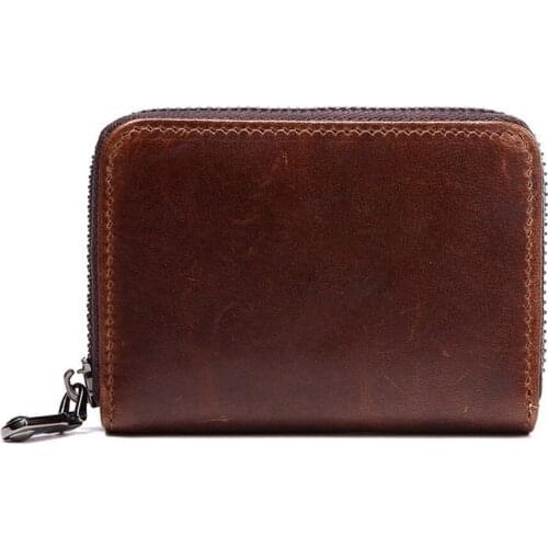1 Piece Women And Men Genuine Leather Credit Card Holder Fashion Zipper ID Credit Card Holder Blocking Wallets With RFID