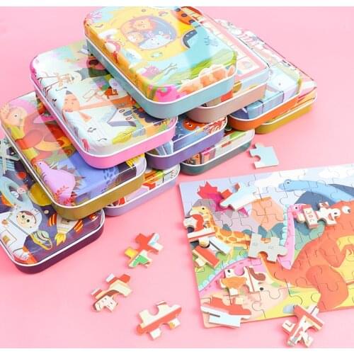 Hot Sell Cartoon Animal Wooden Puzzle Kids Toys Montessori Educational Wooden Toys Children Gift Jigsaw Puzzles For Kids