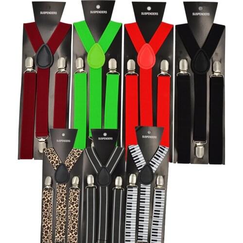 Fashion Suspender pants trouser with Clip-on Braces Elastic Suspenders for women men 1inch metal back bulk Retail