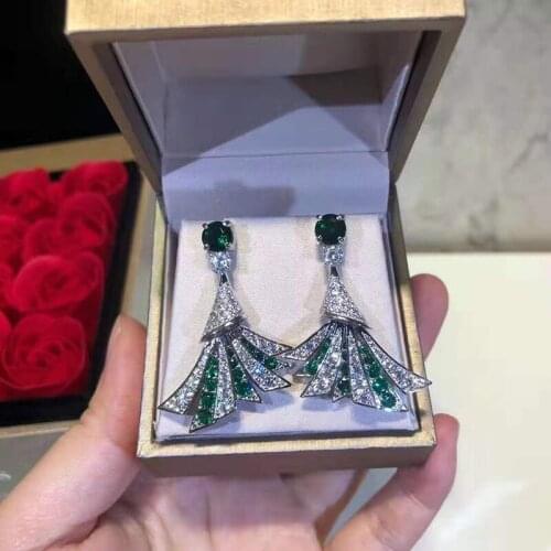 Fashion S925 Silver Earrings with Full Crystal Luxury Water Earrings Bridal Wedding Party Jewelry Gifts