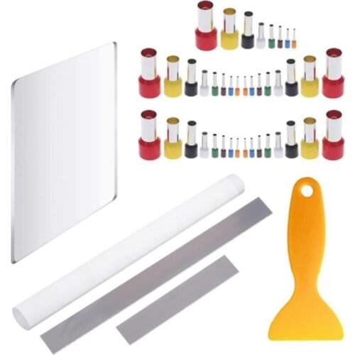 BMBY-45 Pcs Polymer Clay Tool Kit Acrylic Polymer Clay Roller Clay Blade Cutter Acrylic Sheet Round Circle Punch Tools
