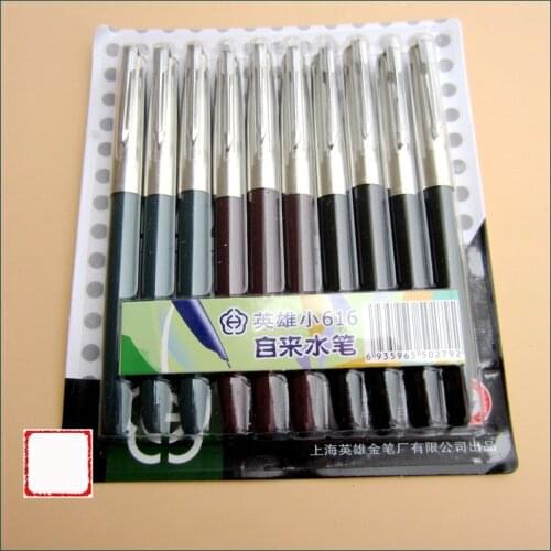 10pcs/lot Hero 616 0.5mm Iridium Nib Steel Fountain Pen with Length 13.4cm Mix Colors Pens Free Shipping