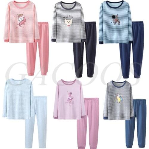 Autumn Toddler Girls Clothes Long-sleeved Pajamas for Teens Boys Pijamas Cotton Sleepwear Home Clothes For Kids 6 8 12 14Years