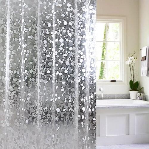 Plastic PEVA 3d Waterproof Shower Curtain Transparent White Clear Bathroom Curtain Luxury Bath Curtain With 12pcs Hooks