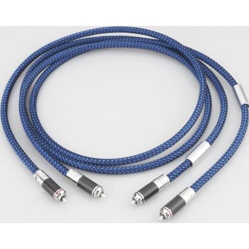 1pair Silver plated RCA cable With Carbon fiber Rhodium plated RCA plug Silver plated RCA audio cable