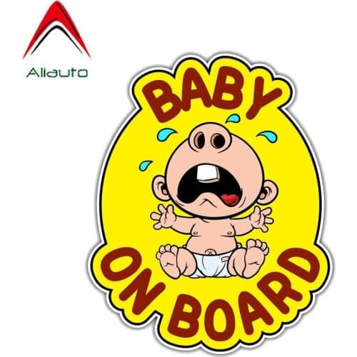 Aliauto Warning Car Sticker Baby on Board Decal Accessories PVC for Jdm Vw Polo Granta Nissan Qashqai Golf 5 Kia Ceed,16cm*13cm