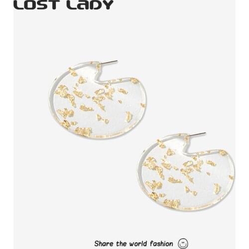 Lost Lady Acetate Sheet Transparent White Hoop Earrings Fashion Acrylic Geometry Earrings Jewelry Wholesale Accessories Gifts