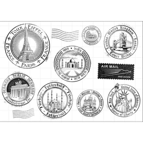 City postmark Clear Stamp for Scrapbooking Transparent Silicone Rubber DIY Photo Album Decor F139