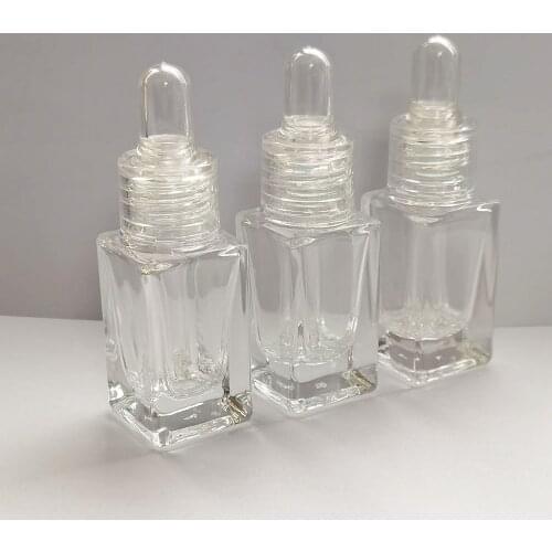10ml Empty Square Clear Glass Dropper Bottle With Plastic Transparent Drop Travel Vials Refillable Cosmetic Perume 360pcs/lot