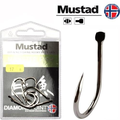 Mustad 13103NP Carp Fishing Hooks Ocean Worm Lure Barbed Hook Sharp Durable High Carbon Steel Fishhooks For Big Fish 3-17# Pesca