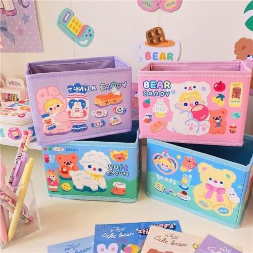 Cotton Linen Fabric Folding Storage Box Foldable Bins For Kids Toys Organizer With Lids Storage Basket Laundry Basket