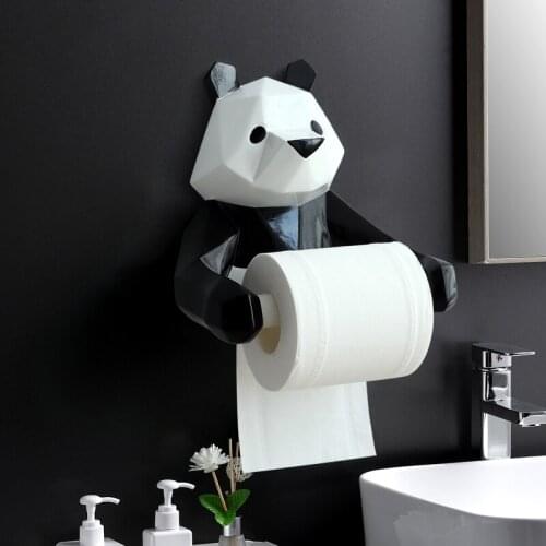 Resin Panda Figurin Roll Toilet Tissue Holder Wall Mounted Toilet Paper Holder Bathroom Decor Tissue Hand Towel Bar Kitchen