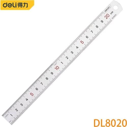 Deli DL8020 Steel Ruler Specification: 225mmx19mm Stainless Steel Measuring Tools Engraved With Formulas And Conversion Tables