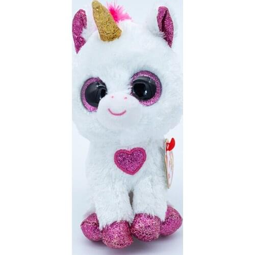 Ty Beanie Big Eyes Stuffed Toys Red Heart White Unicorn Soft Animal Plush Doll Collectible Children Christmas Gift 15CM
